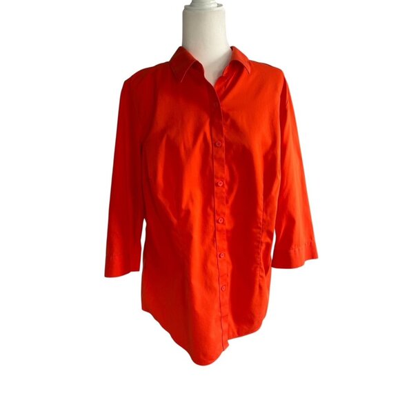 Coldwater Creek Womens Cotton No Iron Orange Button-Up Shirt Size 1X - Picture 3 of 8